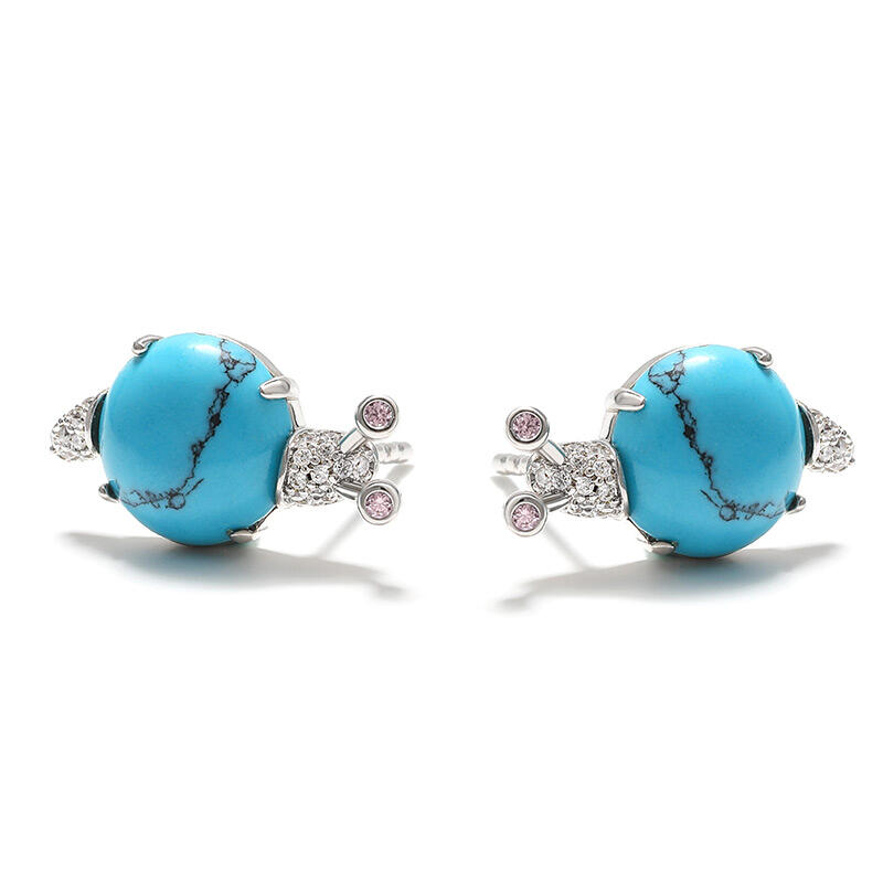 Jeulia "Natural Beauty" Snail Turquoise Design Sterling Silver Earrings