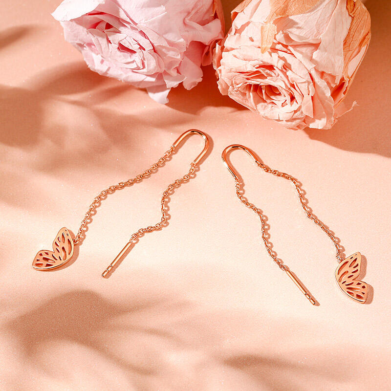 Jeulia "Butterfly Wing" Sterling Silver Threader Earrings