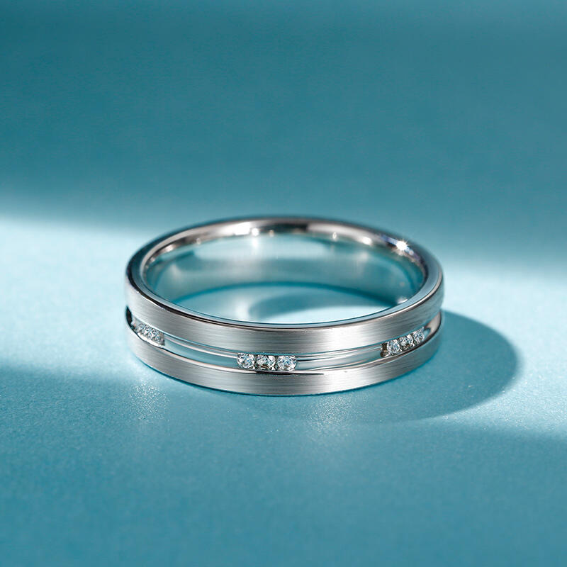 Jeulia Anillo 10K/14K/18K oro blanco hombre de boda con corte redondo simple