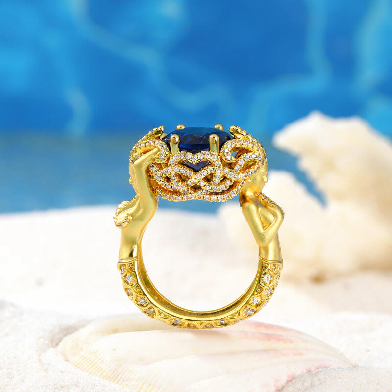 Jeulia "The Ocean's Fairy" Round Cut Sterling Silver Mermaid Ring