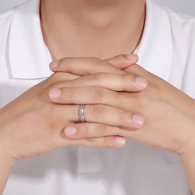 "Life Eternity" Textured Men's Wedding Ring