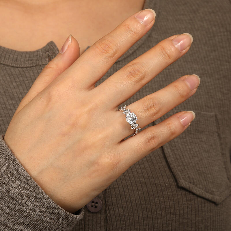 "My Sunshine" Round Cut Side Stone Engagement Ring