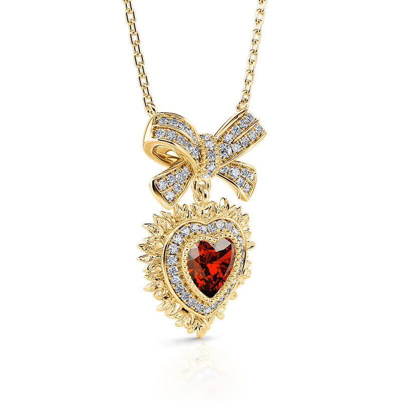 Jeulia "Radiant Love" Halo Heart Cut Sterling Silver Necklace