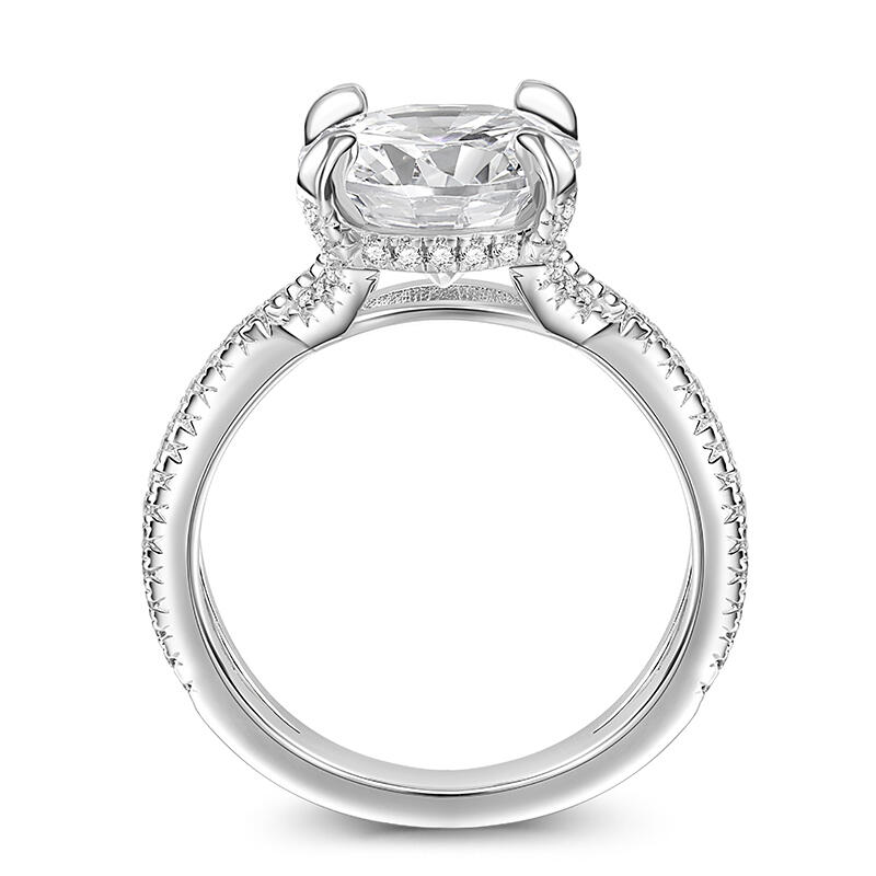 Jeulia Crossover Dual Shank Round Cut Sterling Silver Engagement Ring