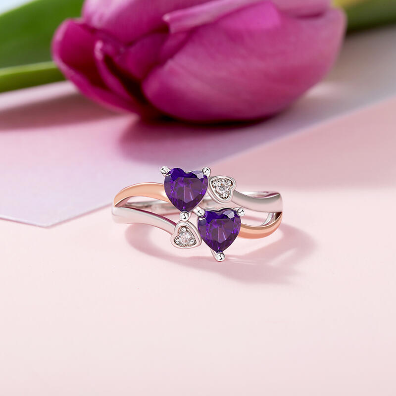 Jeulia Two Color Custom Birthstone Engagement Ring