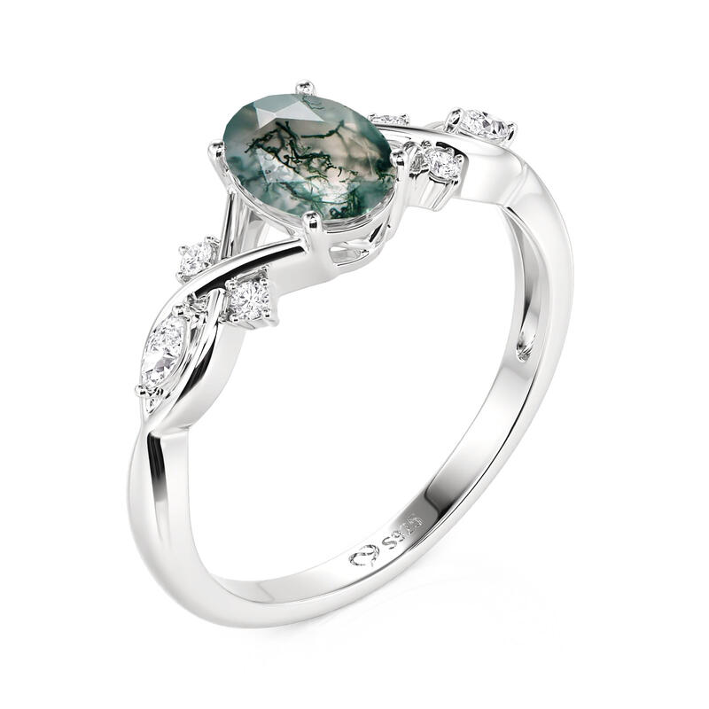 Jeulia Bague de Fiançailles Ovale Infini en Agate Mousse