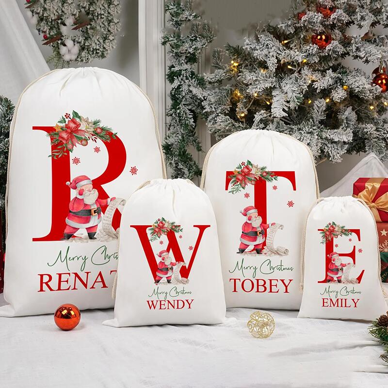 Personalised Name Christmas Gift Bag with Custom Letter Practical Present for Family