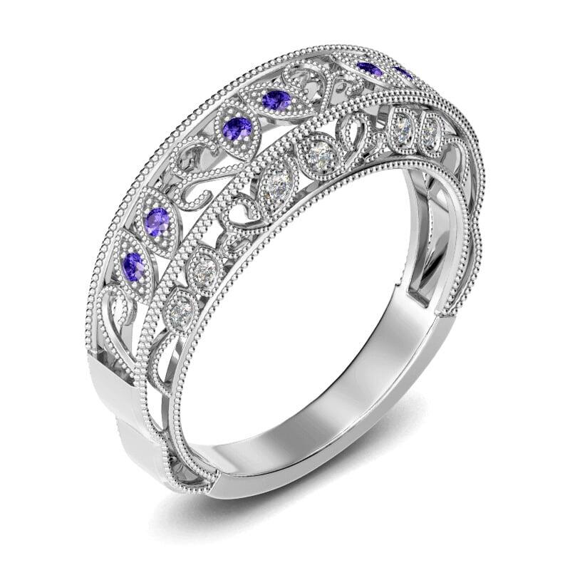 Jeulia Vintage Leaf Sterling Silver Women's Band