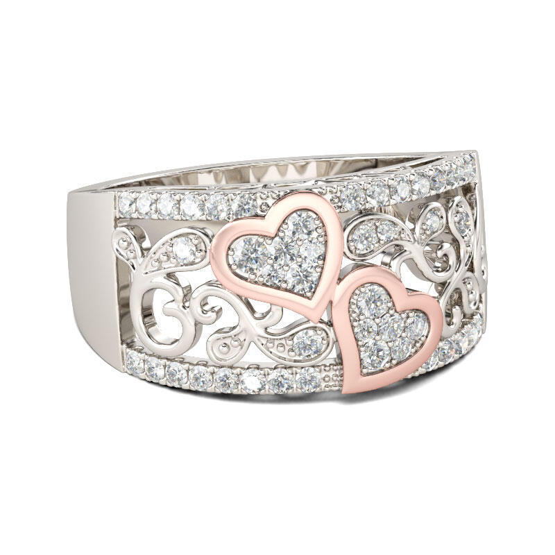 Jeulia Alliance Femme en Argent Sterling Coupe Coeur