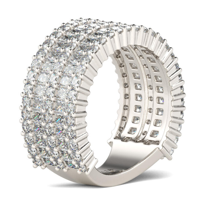 Jeulia Wide Radiant Cut Sterling Silver Women's Band