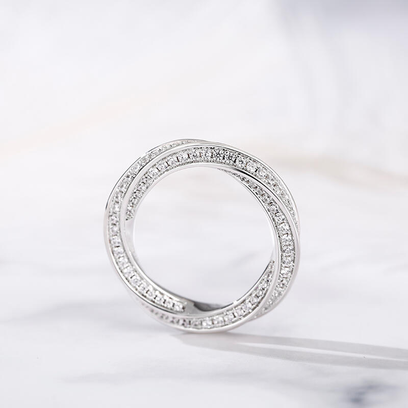 Jeulia Simple Twist Design Sterling Silver Women's Band