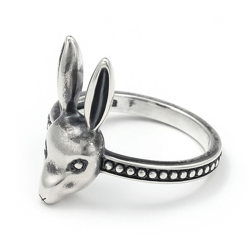 Jeulia "Punk Style" Rabbit Sterling Silver Men's Ring