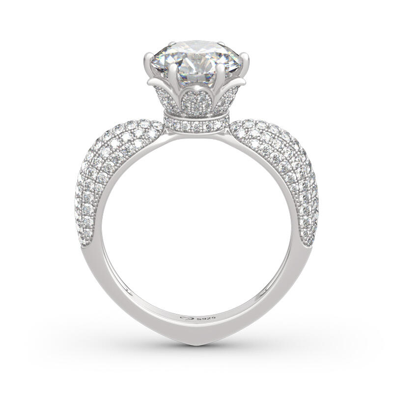 Jeulia Nature Inspired Round Cut Sterling Silver Ring