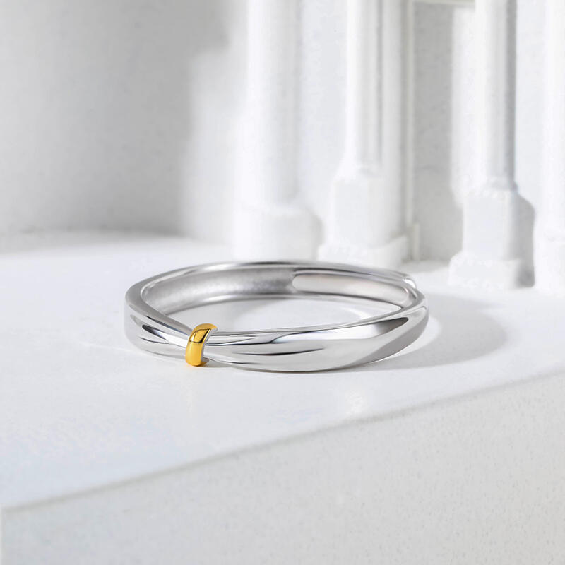 Jeulia "Lover Knot" Two Tone Adjustable Sterling Silver Women's Band