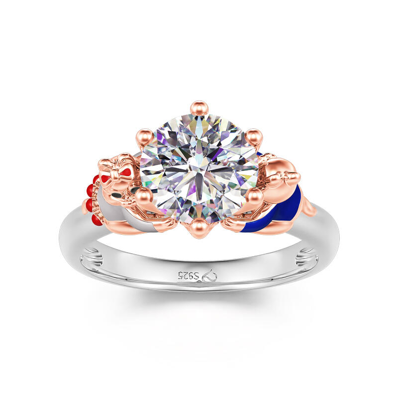 Jeulia Hug Me "Happiness Is a Warm Hug" Chipmunk Couple Sterling Silver Ring