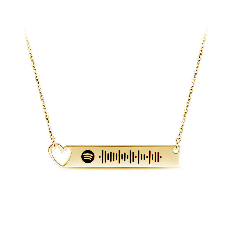 Jeulia Scannable Spotify Code Heart Bar Stainless Steel Necklace