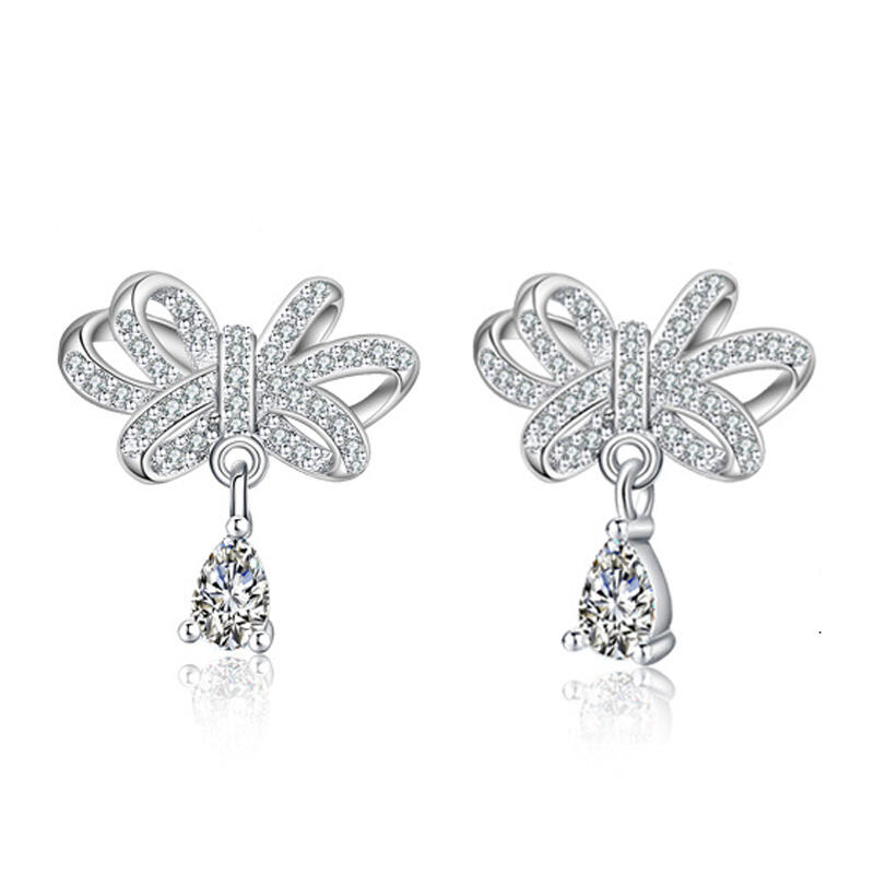 Jeulia Bowknot Pear Cut Drop Earrings