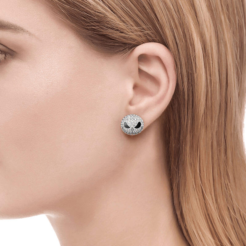 Jeulia "King of Halloween Town" Sterling Silver Skull Earrings