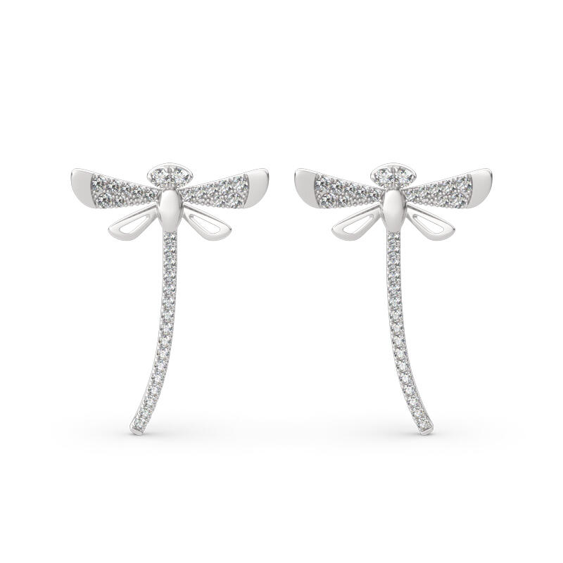 Jeulia "Life & Vitality" Dragonfly Sterling Silver Climber Earrings