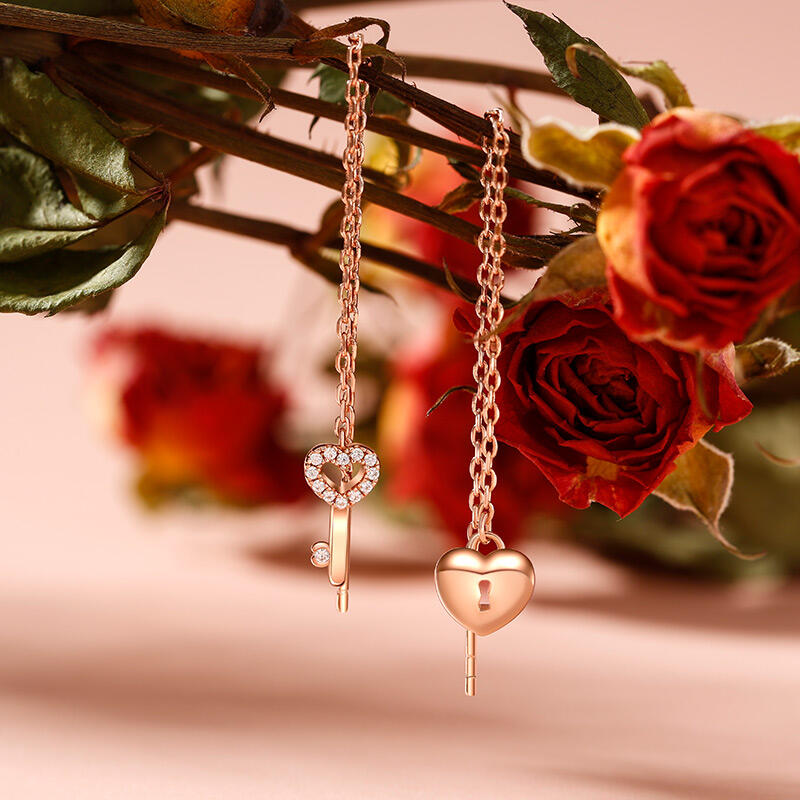 Jeulia "Key & Lock" Sterling Silver Threader Earrings