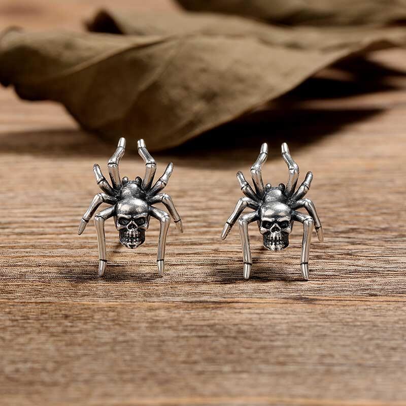 Jeulia "Spider" Skull Sterling Silver Earrings
