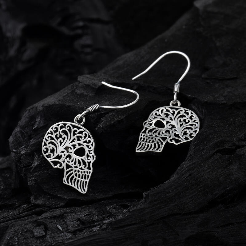 Jeulia "Hollow Skull" Sterling Silver Earrings