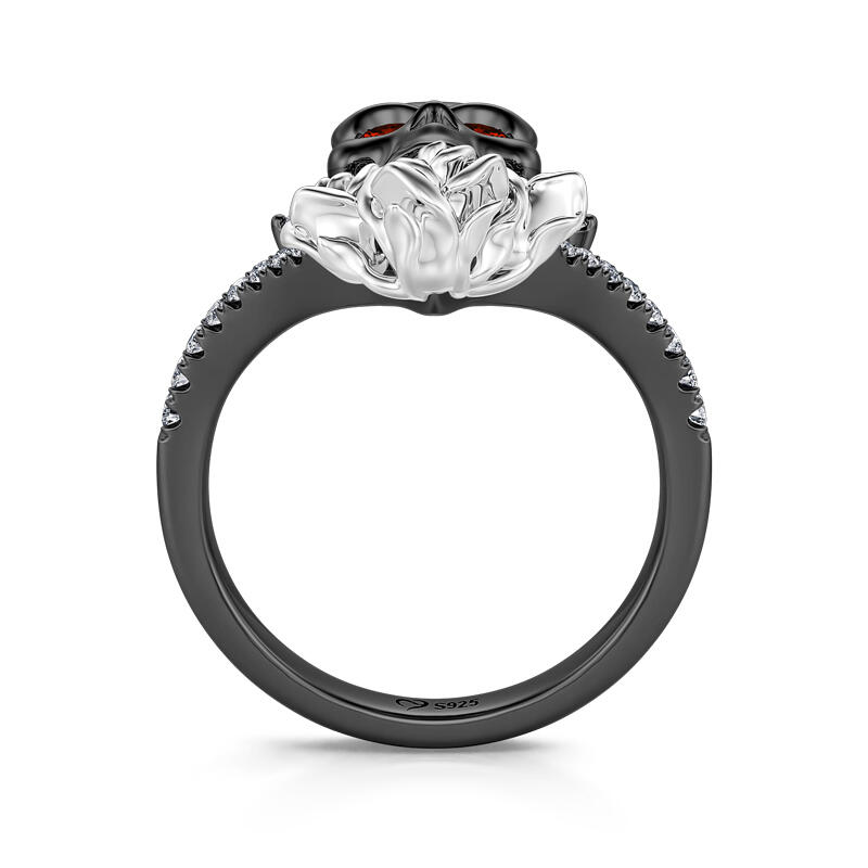 Jeulia "My Queen" Skull&Rose Sterling Silver Ring