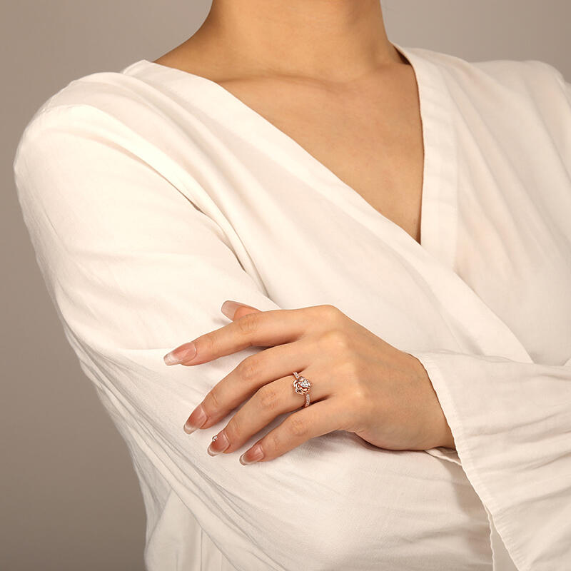 "The Romance Tale" Trillion Cut Side Stone Engagement Ring