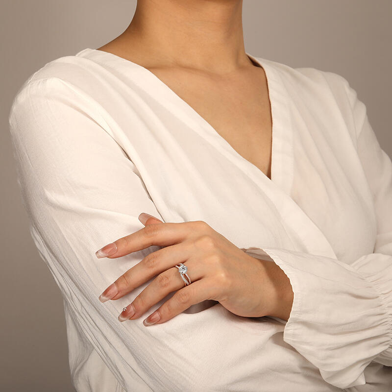 "This I Promise You" Round Cut Side Stone Engagement Ring