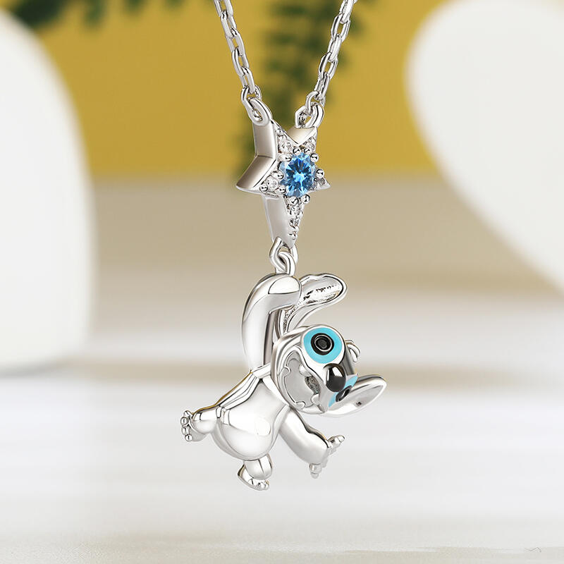 Jeulia "Picking Stars" Little Monster Birthstone Necklace Sterling Silver