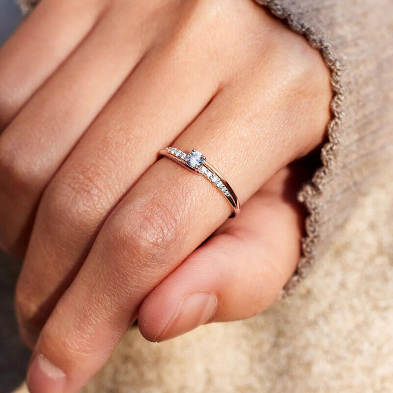 Jeulia Anillo de Promesa de Dos Tonos en Plata Esterlina