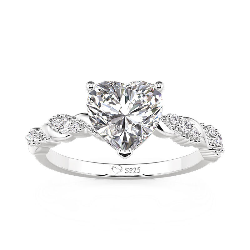 Jeulia Classic Twisted Beaded Heart Engagement Ring