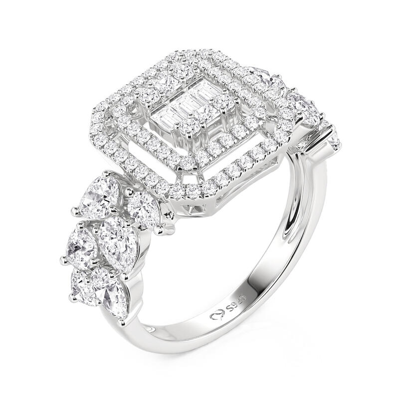 Jeulia Olivetta Double Halo Cluster Engagement Ring