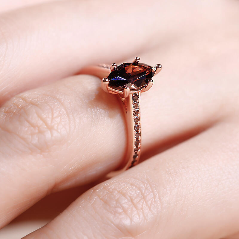 Jeulia "Tiempo libre" Anillo de plata esterlina talla marquesa