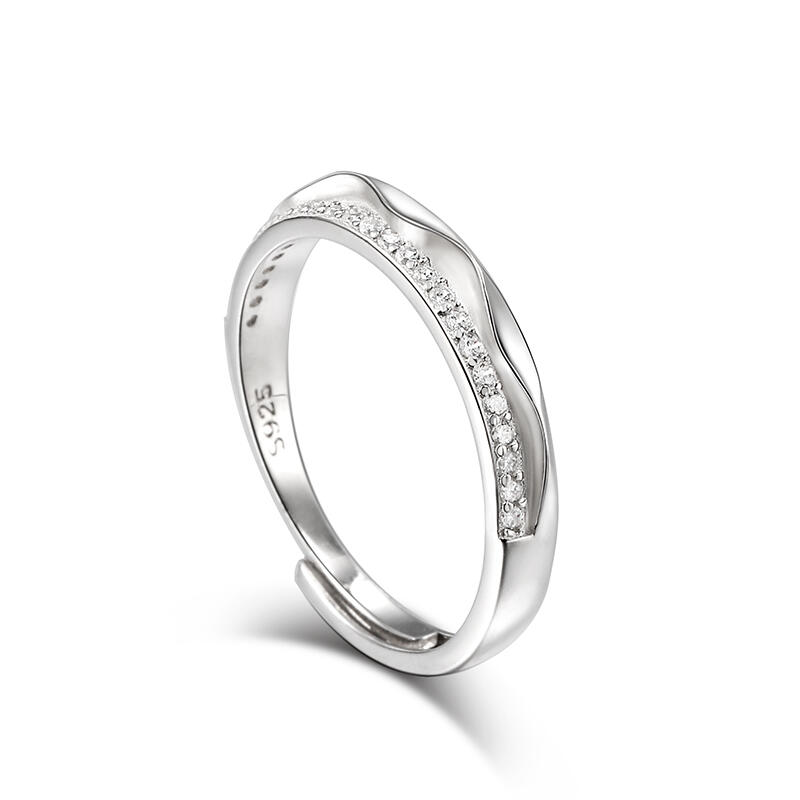 Jeulia Anillo de estilo sencillo de plata de ley de talla ajustable para mujer