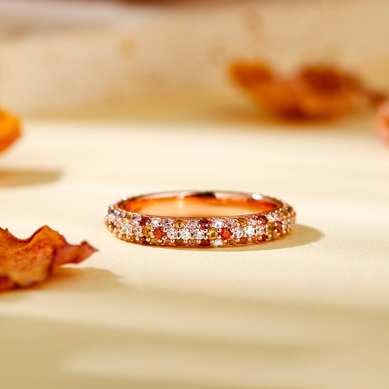 Jeulia "Brinnande Färg" Flerfärgad Rundt Skuret Sterling Silver Kvinnor Band