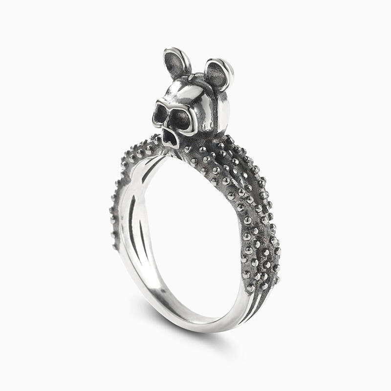 Jeulia "Octopus Mouse" Skull Sterling Silver Ring