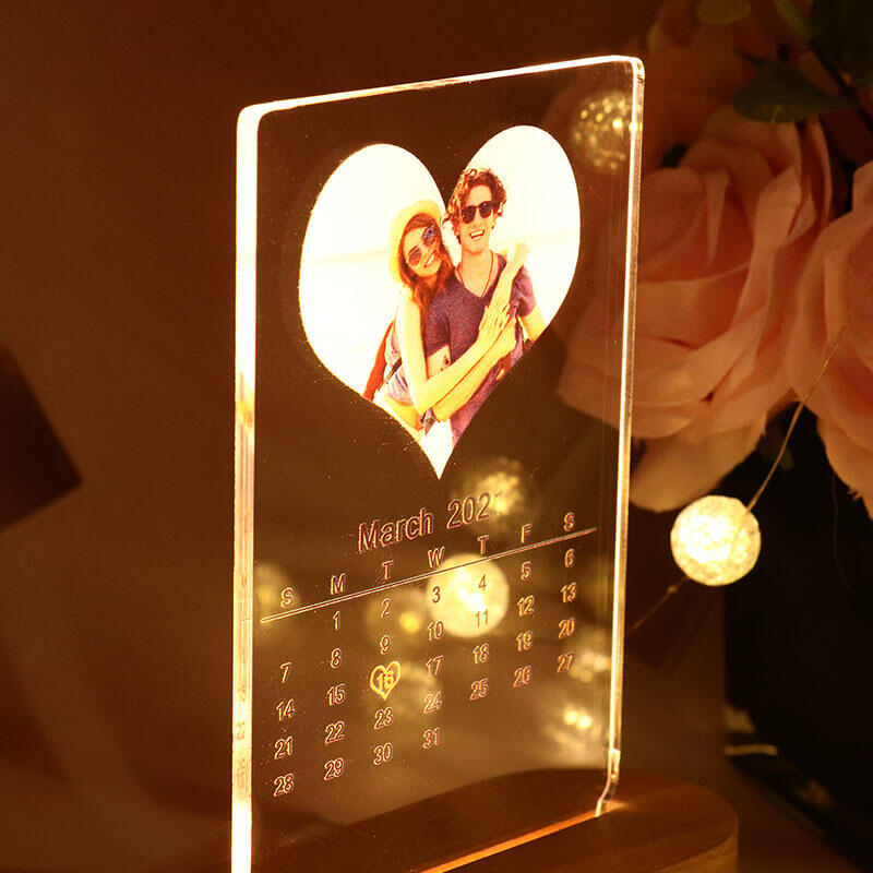 Personalized Photo Calendar Acrylic Night Light