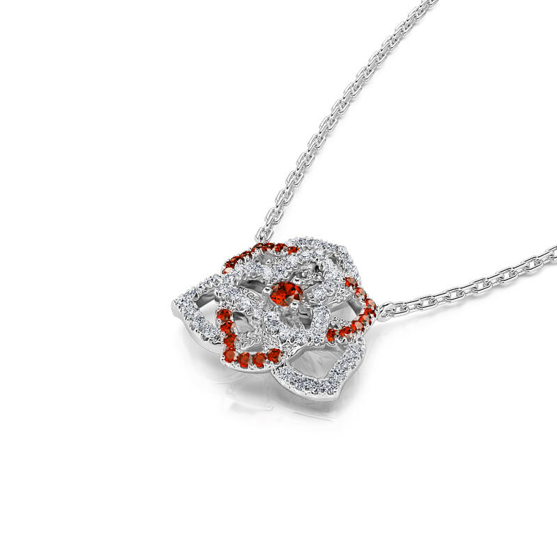 Jeulia "Love Never Die" Heart Petals Flower Sterling Silver Necklace