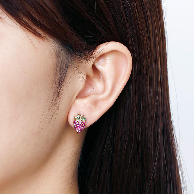 Jeulia "Summer Fruit" Strawberry Design Sterling Silver Earrings