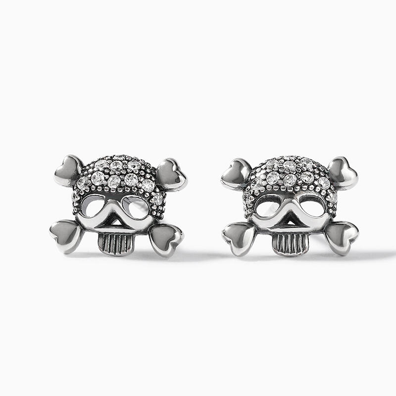 Jeulia "Skull and Bones" Sterling Silver Earrings
