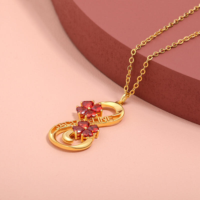 Jeulia Personalized Name Infinity Heart Birthstones Sterling Silver Necklace