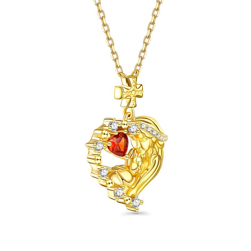 Jeulia "Warm Embrace" Mother & Baby Heart Cut Sterling Silver Necklace