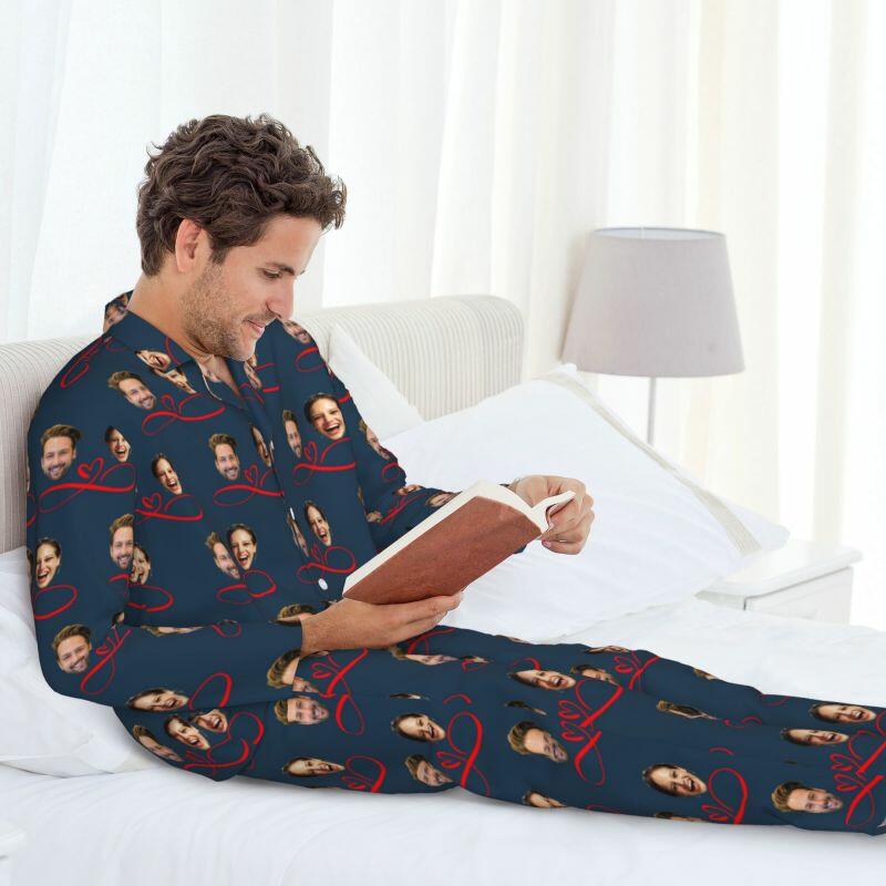 Pigiama personalizzato Foto di coppia personalizzata Modello di amore infinito Design Regalo perfetto per gli innamorati
