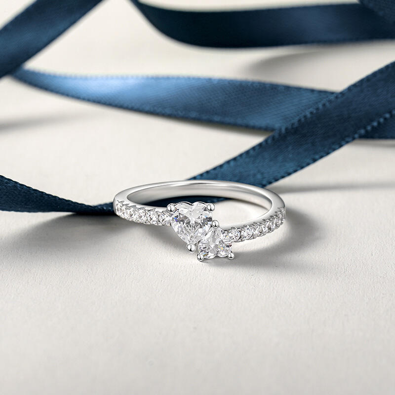 Jeulia Custom Double Heart Promise Ring With Birthstone