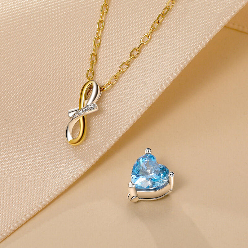 Jeulia Collar de Corazón con Diseño Torcido y Bicolor Removible