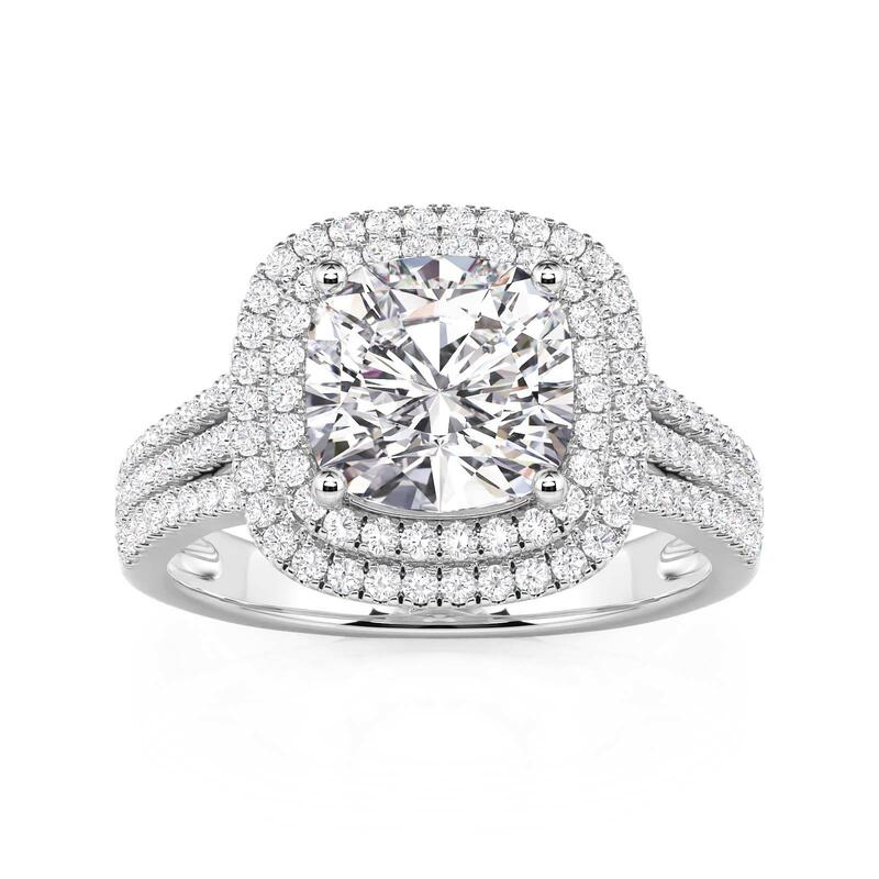 Jeulia Double Halo Square Cushion Cut Engagement Ring