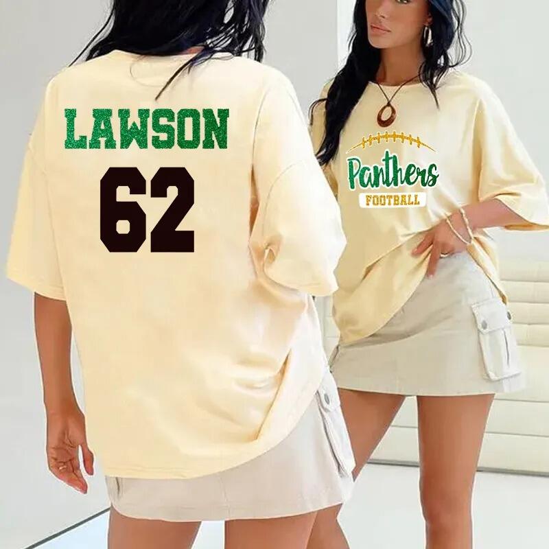 Personalized Washed T-shirt Custom Glitter Football Team Mascot Design Creative Gift for Sports Lover