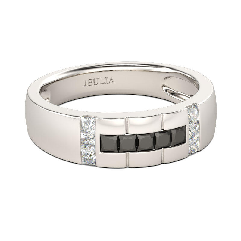 Jeulia Simple Princess Cut Sterling Silver Men's Band