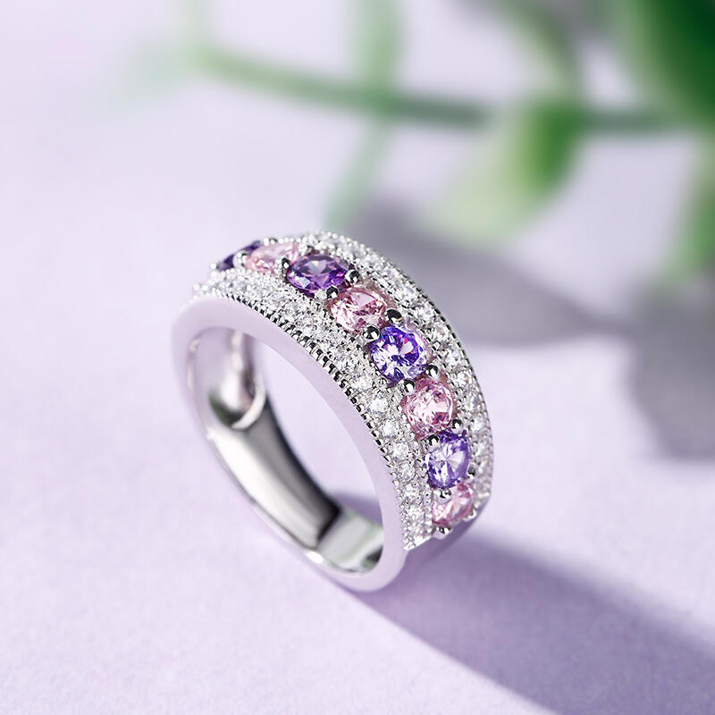 Jeulia Anel lindo feminino de prata esterlina com corte redondo